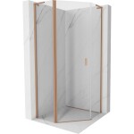 MEXEN/S - Mist L sprchový kút päťboký krídlový 90 x 90, transparent, meď kartáčovaná 8A8L-090-090-65-00