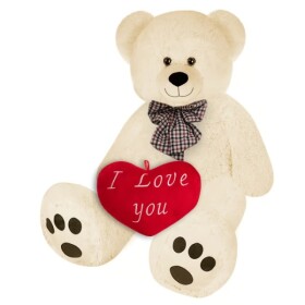 Deuba Veľký krémový plyšový medveď 100 cm - XXL so srdcom