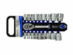 GEKO Hlavica nástrčné + račňa 1/2" sada 19ks / 8-32 mm / CrV oceľ (G10103)