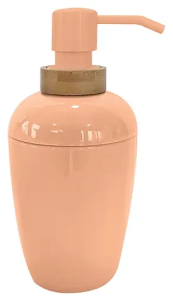 MSV OSLO dávkovač mydla broskyňový / plast, bambus / 430 ml