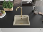 MEXEN/S MEXEN/S - Milo granitový drez 1 435 x 410 mm, béžová, + zlatý sifón 6505441000-69-G