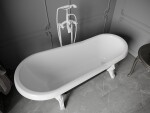 MEXEN/S - Retro voľne stojaca vaňa 170x75 cm biela / čierna biela nohy , sifón chrom 53251707575-20