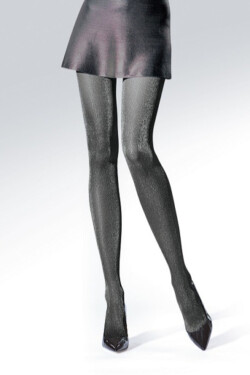 Párty pančuchy s trblietavou niťou nero-gold 2-S