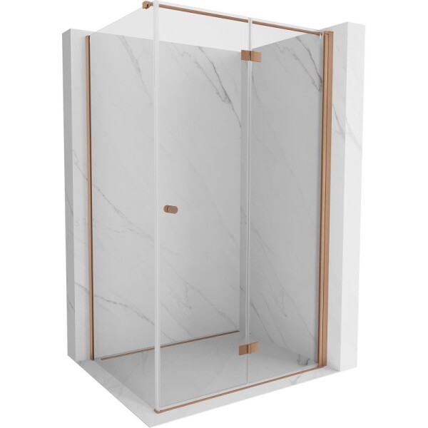 MEXEN/S - Mist-F sprchovací kút skladacie dvere pravá 100 x 70, transparent, meď kartáčovaná 8A6T-100-070-65-00-P