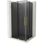 MEXEN/S - Velar L Duo sprchovací kút, posuvné dvere 90 x 80, grafit, zlato kartáčovaná 871-090-080-02-43-55