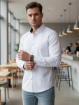 Pánska elegantná hladká biela košeľa SLIM FIT FashionStreet DX2618 L