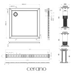 CERANO - Sprchová vanička štvorcová Brio - SMC/minerálny kompozit - štruktúrovaná biela - 100x100x4 + 2x čelný panel + nožičky CER-248563