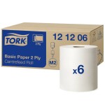 TORK Štandardné papierové utierky s vnútorným kotúčom Biela M2, viacúčelové papierové utierky, 6 × 160 m 121206 Počet: 2742 ks; 121206 - TORK Basic M2 Recykel, 2 vrstvy, biele, 160 m