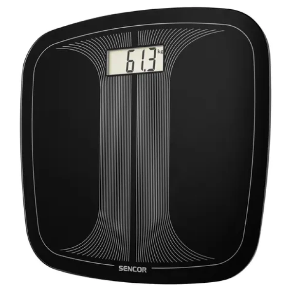 Sencor SBS 2406BK čierna / Osobná váha / Tvrdené sklo / LCD / 150 kg / kg/lb / 1x CR2032 (8590669338375)