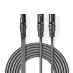 Nedis Vyvážený Audio kábel 2x XLR 3pinový (M) - XLR 3kolíková (F) 1.50 m tmavo šedá (COTH15020GY15)