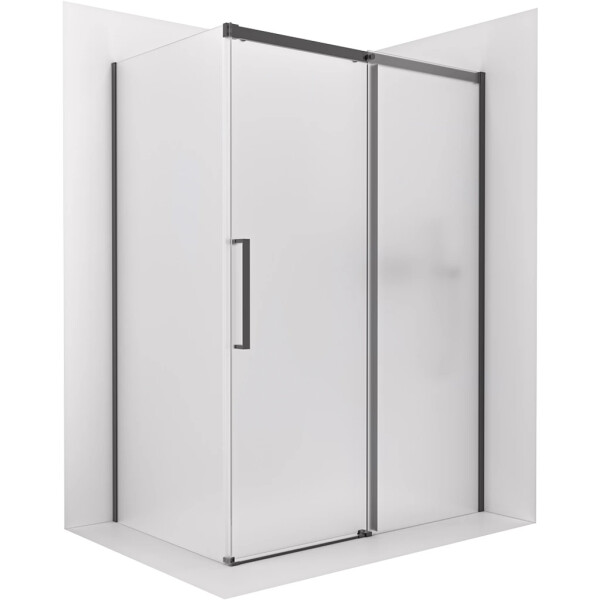 CERANO - Sprchovací kút Lantono - pravá - 8 mm - Soft-Close - čierna matná, mliečne sklo - 160x80 - posuvný CER-665503