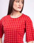 Thinking MU Red Checks Seersucker Kina Dress RED L