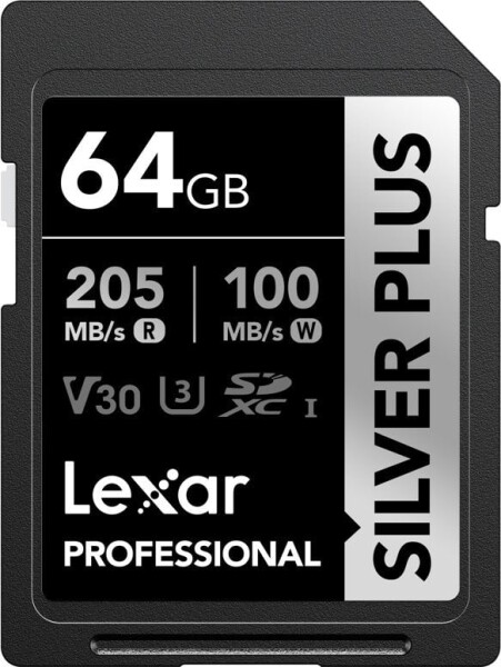Lexar Professional Silver Plus SDXC 64 GB Class 10 UHS-I/U3 V30 (LSDSIPL064G-BNNNG)