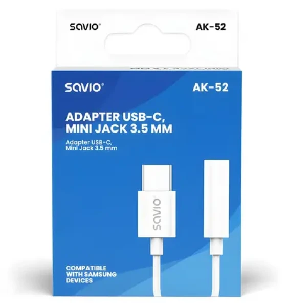 Adaptér USB-C - Jack 3,5 mm AK-52 / Audio adaptér / Pre Samsung (SAVIO AK-52)