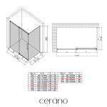 CERANO - Sprchovací kút Lantono L/P - 8 mm - Soft-Close - chróm, transparentné sklo - 150x80x195 - posuvný CER-432211