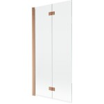 MEXEN - MIST vaňová zástena 90x150 cm 6mm 2-s, meď kartáčovaná, číra, ľavá 8A9-090-002-65-00-L