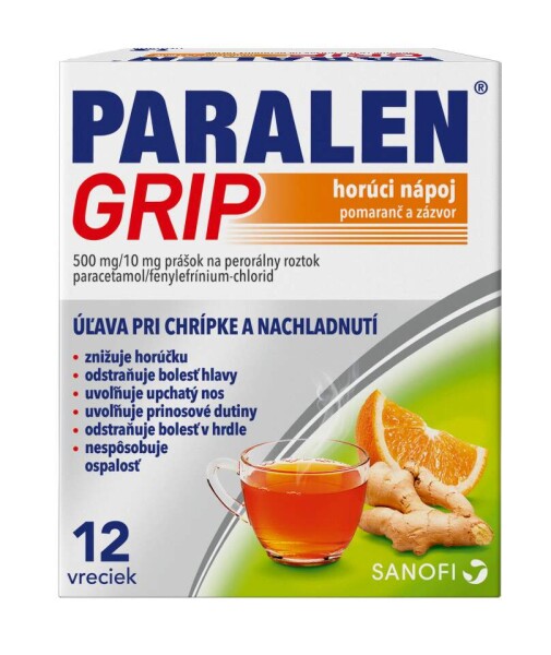PARALEN Grip horúci nápoj pomaranč a zázvor 12 vrecúšok