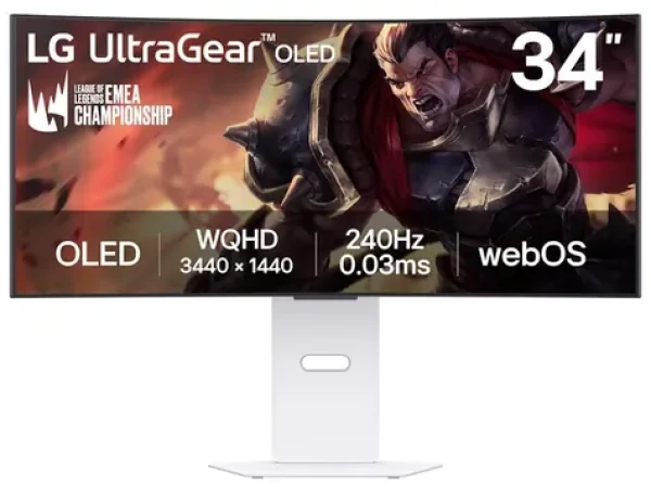 34" LG 34GX90SA-W biela / OLED / 3440x1440 / 21:9 / 275cd-m2 / 0,03ms / DP / HDMI / repro (34GX90SA-W.AEU)
