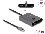 DeLock USB-C Switch 2:1 šedá / Prepínač / bidirekcionálne / 10 Gbps / 8K 144Hz / PD 100W (11500)
