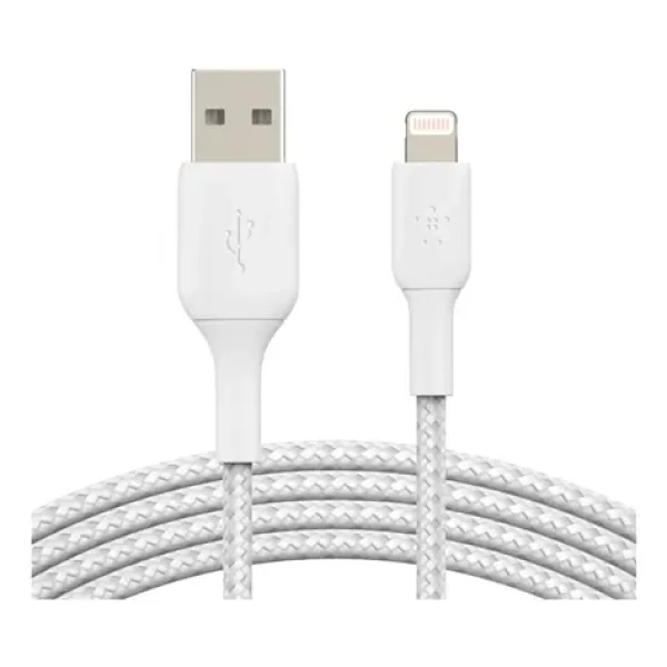 Belkin BOOST CHARGE kábel opletený USB-A na Lightning biela / 1m (CAA002bt1MWH)