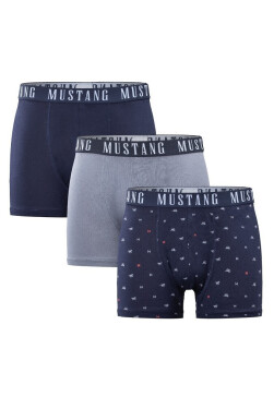 Pánske boxerky 3PACK 4277-1003 Tmavo modrá/sivá Mix vzor - Mustang XXL tm.modrá-šedá