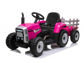 Mamido Mamido Elektrický traktor s vlečkou T2 ružový 12V7Ah EVA kolesá