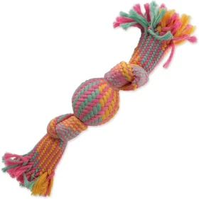 Dog Fantasy Hračka - prethovadlo s loptičkou farebný vzor 1. 2 knôty 40cm (124-13056)