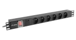 Lanberg PDU čierna / Zásuvková lišta do racku / 19" 1U / 6x zásuvka PL / 16 A / 2 m (PDU-06E-0200-BK)