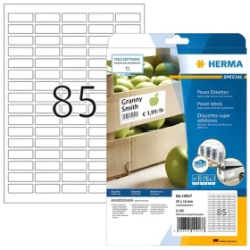 Herma Etikety 37x13 mm biele extra silne lepiace / Etikety / Papier / 2125 ks / A4 (10917)