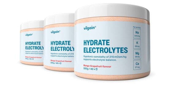 Vilgain Elektrolyty – 3× Mango & grep 320 g