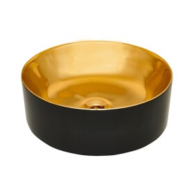 INVENA - Umývadlo na dosku KOS TREND 42 cm, kruhové čierna zlatá lesk CE-38-027-C