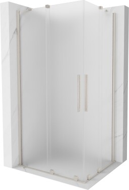 MEXEN/S - Velar Duo sprchovací kút, posuvné dvere 90 x 80, dekor, nikel kartáčovaný 871-090-080-32-97
