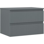 MEXEN/S - Rivel kúpeľňová skrinka pod umývadlo 70 cm s doskou, 2 zásuvky, reliéf, grafit mat 91A20-07047-2-BFFC66