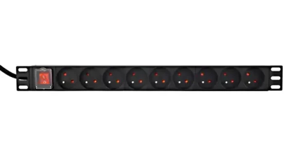 Gembird EG-PDU-9F2F / Predlžovací prívod do racku (PDU) / 10x C13 / 1U / 16A / 2m / čierna (EG-PDU-9F2F)