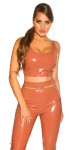 Sexy KouCla Latex Look Crop Top oldpink L