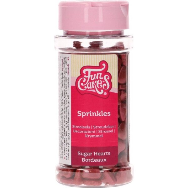 Cukrové dekorácie srdiečka burgundská 80 g - FunCakes