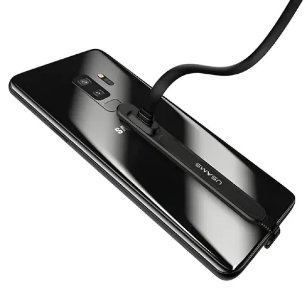 USAMS SJ236 U9 čierna / Dátový kábel / USB-C / 1,5 m / Plochý (SJ236TC01)
