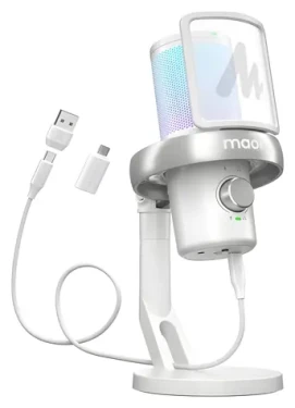 Maono DM40 Pre biela / Herný mikrofón / bezdrôtový / kondenzátorový / 20 - 20000 Hz / RGB (DM40 Pro white)