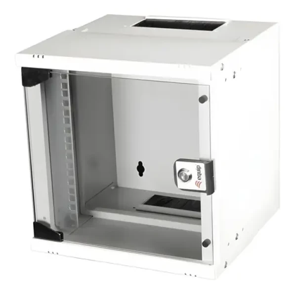 Equip ECO 300x300 sivá / Nástenný rozvádzač 10" / 6U / sklenené dvere / hĺbka 300 mm (EWM-06-3030-G)