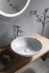 SAPHO - BLOK kamenné umývadlo na dosku priemer 42cm, biela carrara mat 2401-42