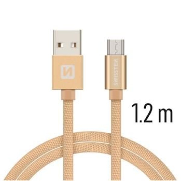 SWISSTEN TEXTILE dátový kábel USB - microUSB 1.2m zlatá (71522204)