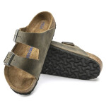Dámske/pánske žabky Birkenstock Arizona Soft Footbed Oiled Leather Narrow Faded Khaki (1019377) 37
