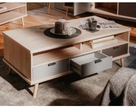 Konferenčný stolík so šuplíkmi Epik, dub/šedý%