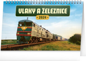 Presco Group Stolný kalendár Vlaky a železnice 2024 / 23.1 × 14.5 cm (PGS-32595)