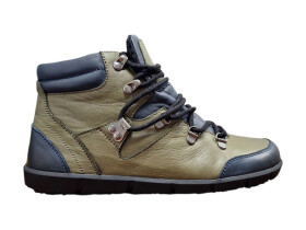 Wild 017-26017 Dámske celokožené barefoot členkové topánky khaki 39