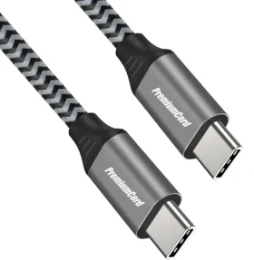 PremiumCord Kábel USB-C M/M čierna / dátový kábel / 100W / 20V/5A / 480Mbps / bavlnený oplet / 0,5m (ku31cw05)