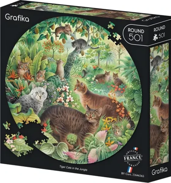GRAFIKA Guľaté puzzle Tigrie mačky v džungli