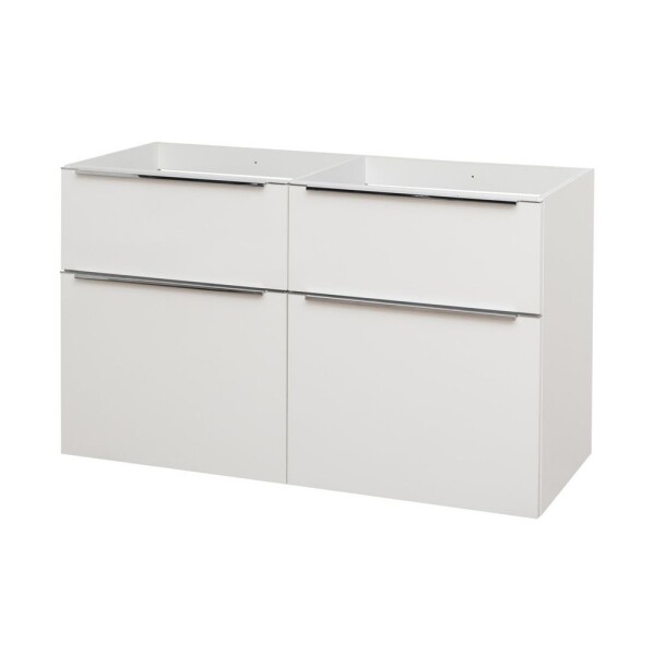 Mereo Mailo, kúpeľňová skrinka 120 cm, biela, elox AL madlo CN513SN