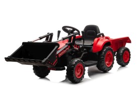 Mamido Detský elektrický traktor s radlicou a prívesom červený