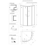 INVENA - Sprchovací kút štvrťkruh VITORIA, profil: chróm, sklo číre 90x90cm AK-49-195-O